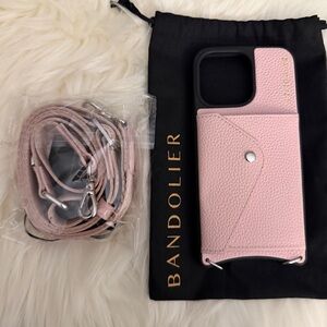 Bobby Bandolier Crossbody iPhone 15Pro Max Case - Pastel Pink/Silver